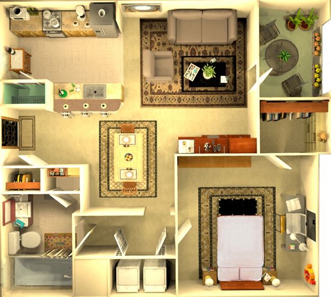 The Athens 1 bedroom floorplan